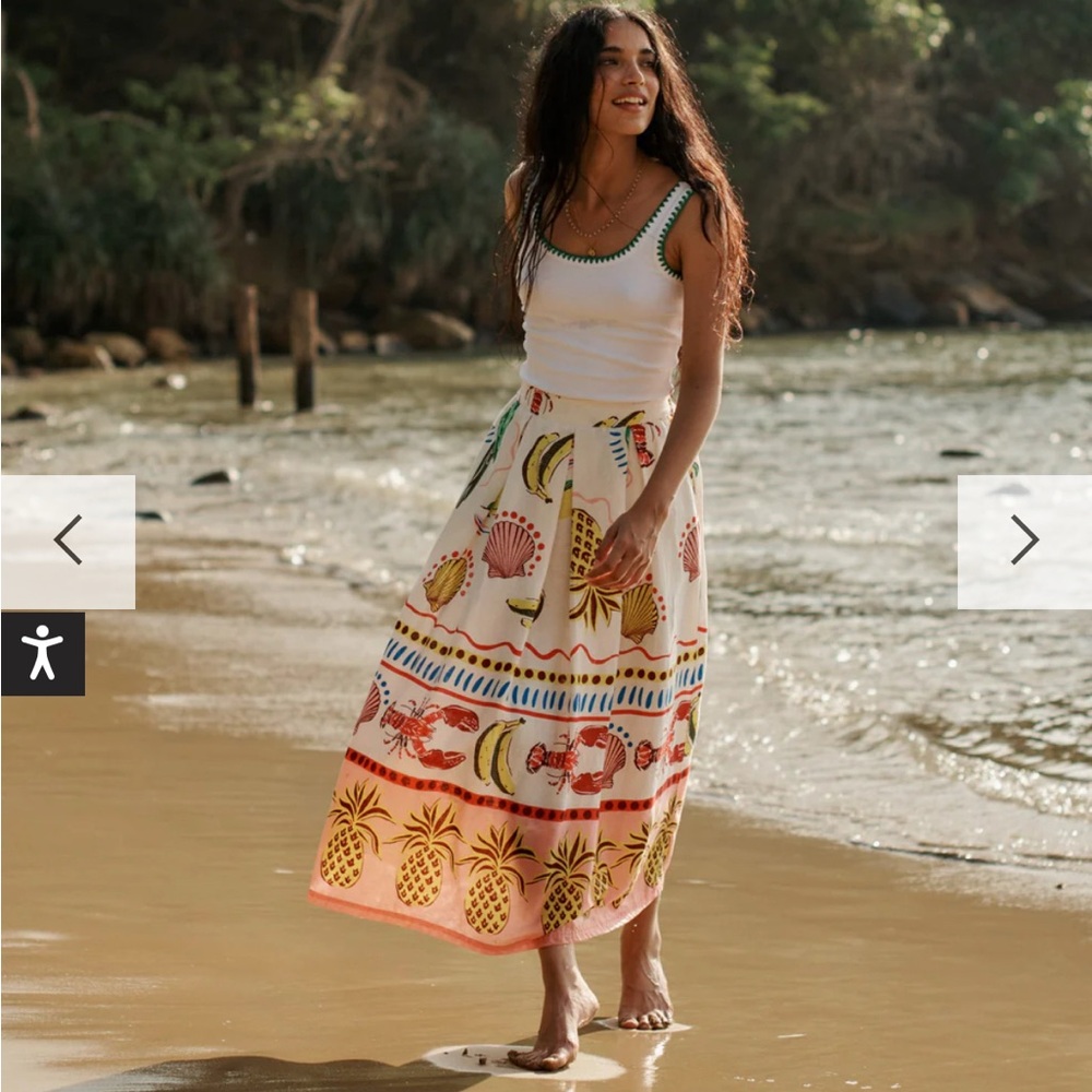 Boden verity linen skirt in tropical bonanza